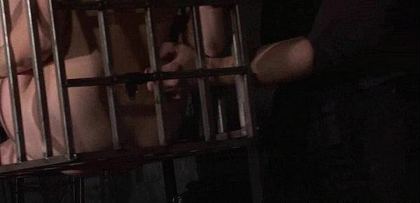  Submissive Isabel Deans cage fetish and bastinado of feet whipped bondage babe i
